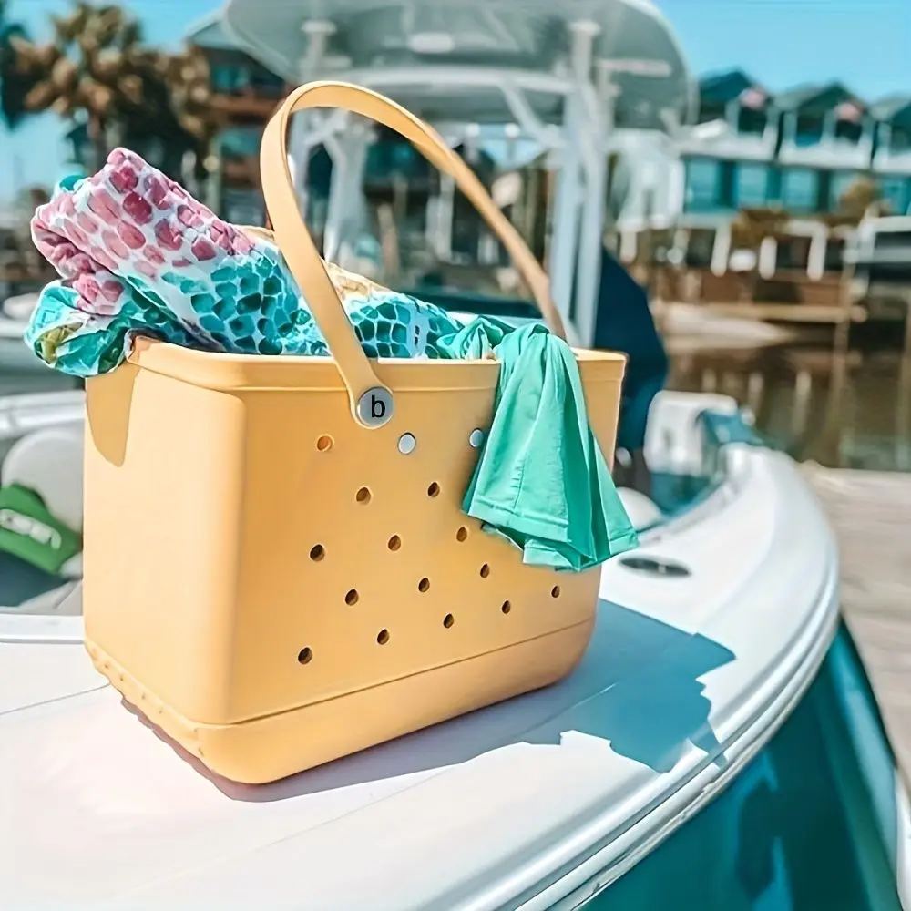 Solid Color Waterproof Beach Bag Portable Handbag For Outdoor Sports Portable Travel Boat Swimming Pool School Sports Tote Bag