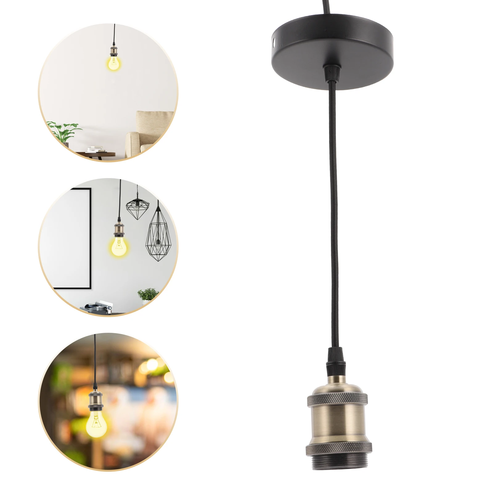 

Chandelier Lamp Holder Pendant Light Vintage Ceiling Fixture Socket Retro Hanging Base Hemp Rope Iron Art Rust Resistant Sturdy