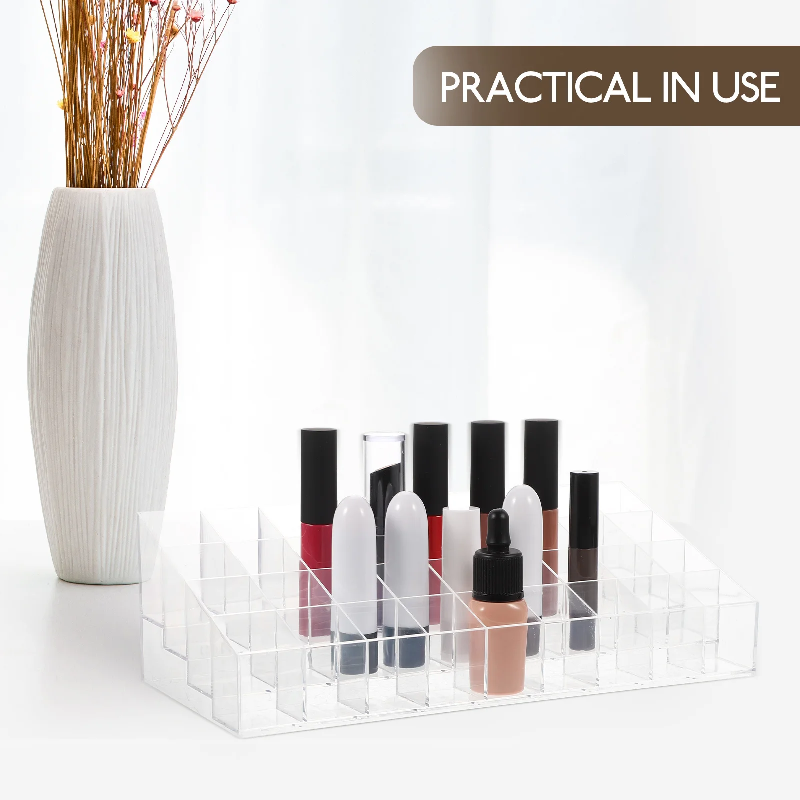 Lipstick Storage Box Premium Material Compact Desktop Holder Transparent Lip Gloss Organizer Makeup Vanity Case