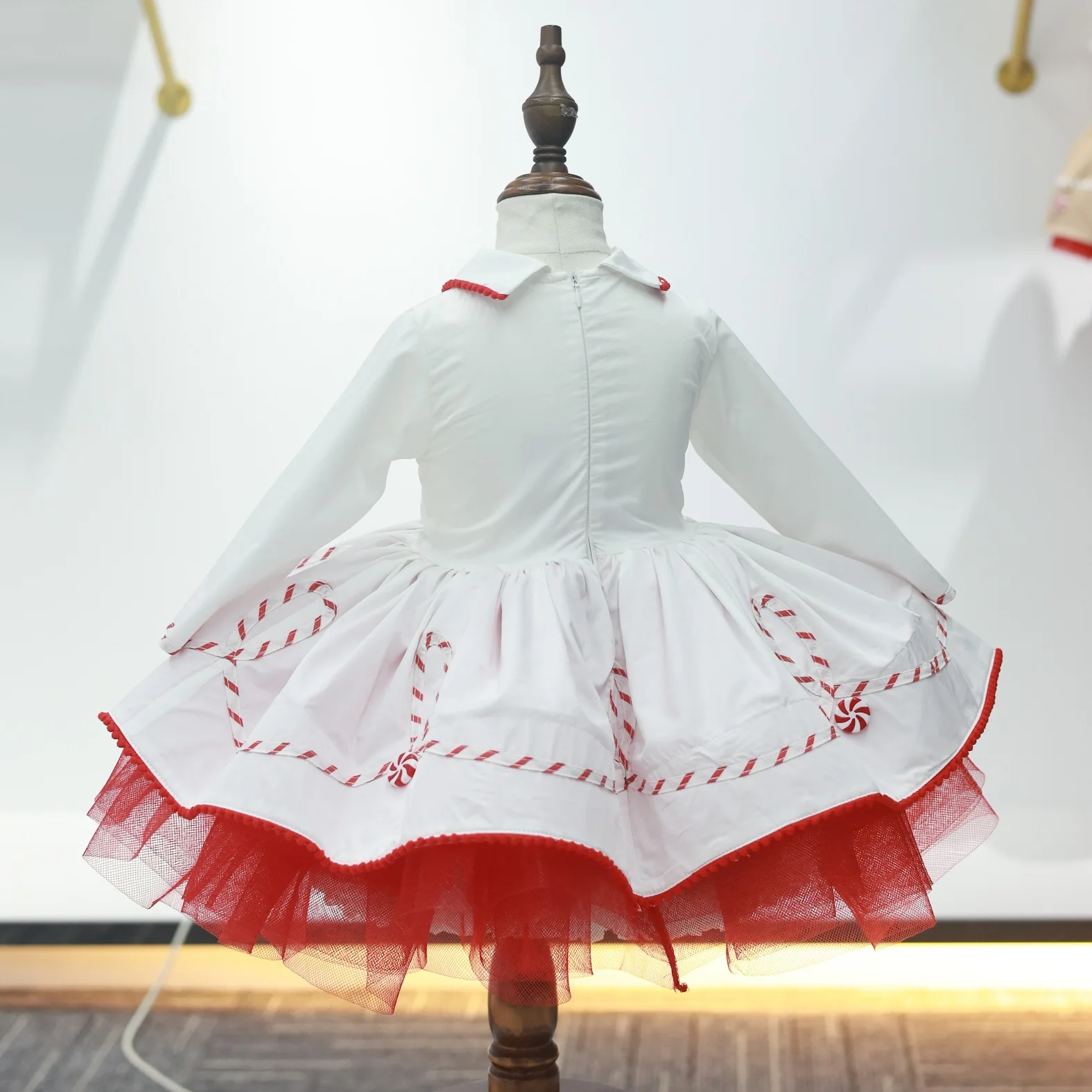 0-12Y Baby Girl Autumn White Windmill Candy Turkish Vintage Lolita Princess Dress for Birthday Holiday Casual Eid Christmas C117