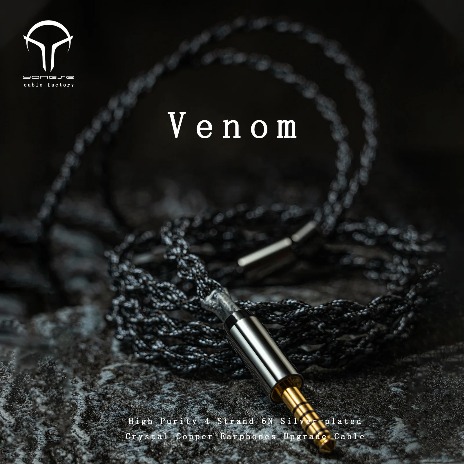 Yongse Venom Nova Chegada Alta Pureza 4 Strand 6N Fones de Ouvido de Cobre Cristal Banhado a Prata Cabo de Atualização