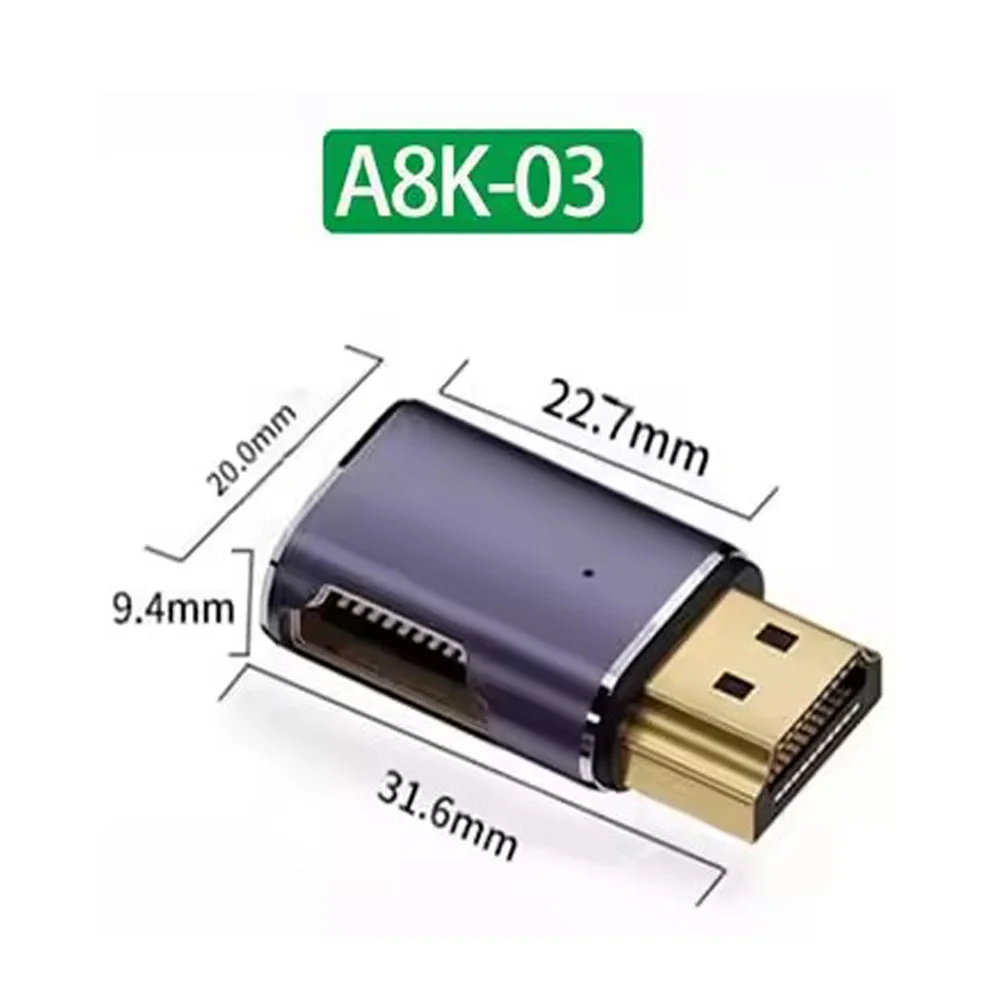 HDMI 2.1 90-degree left angle adapter A8K-03 8K HD 48Gbps for gaming/wall-mounted TVs For PS4 PS5 HDTV Computer Laptop Monitor view 2