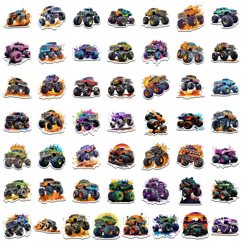 50pcs JDM Monster Truck Stickers for Car Racing Motorcycle Bike Skateboard Luggage Laptop Phone Case Random Sticker