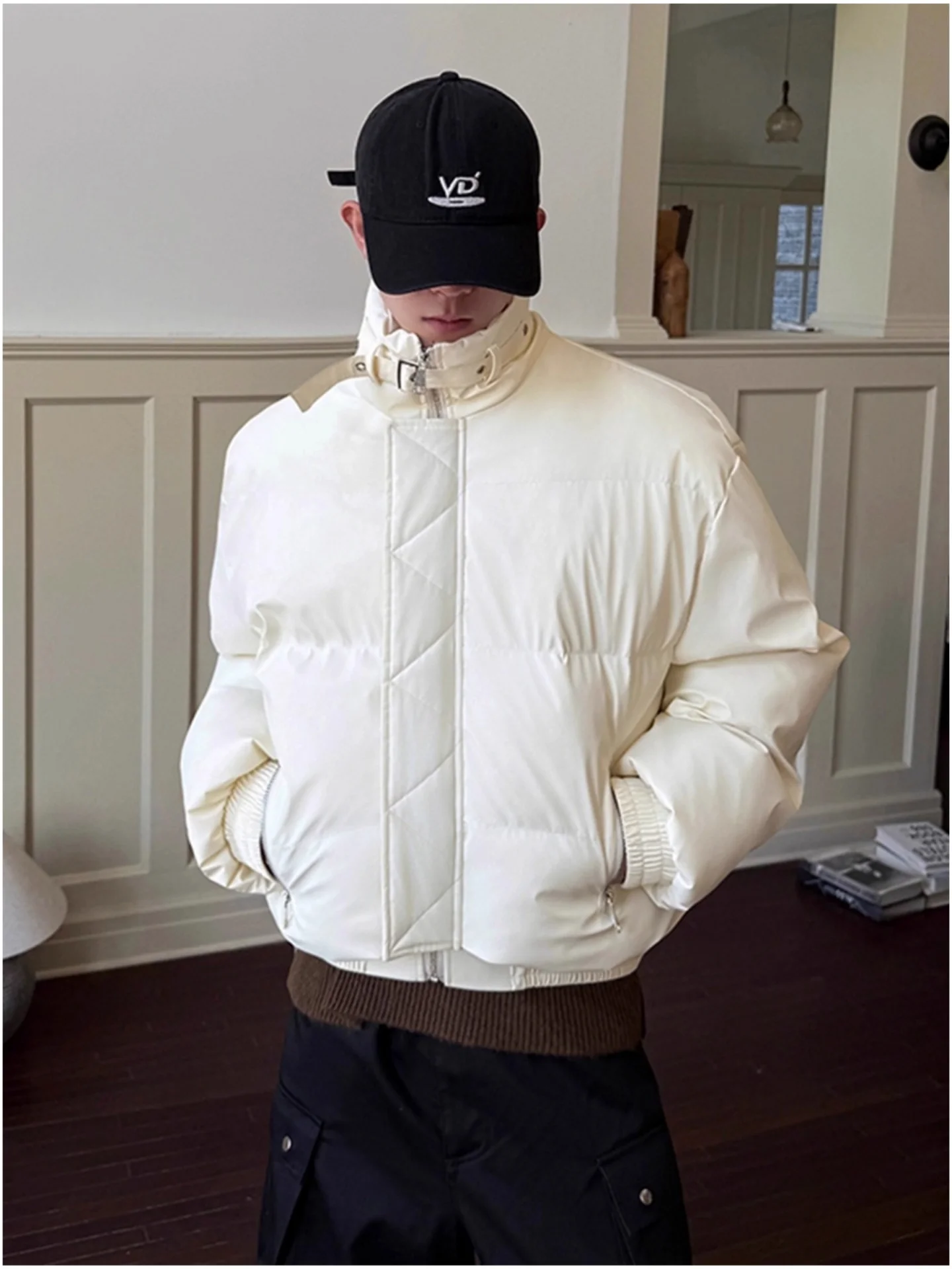 

Мужская пуховая куртка Cleanfit с поясом, утепленным воротником-стойкой, теплым хлопковым утеплителем, для повседневной носки осенью и зимой