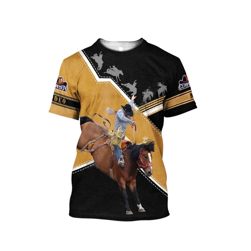 Horse Racing Pattern 3d Printing T-shirt For Men Summer Street Horse Harajuku Clothing Women Short-sleeved Shirt Streetwear