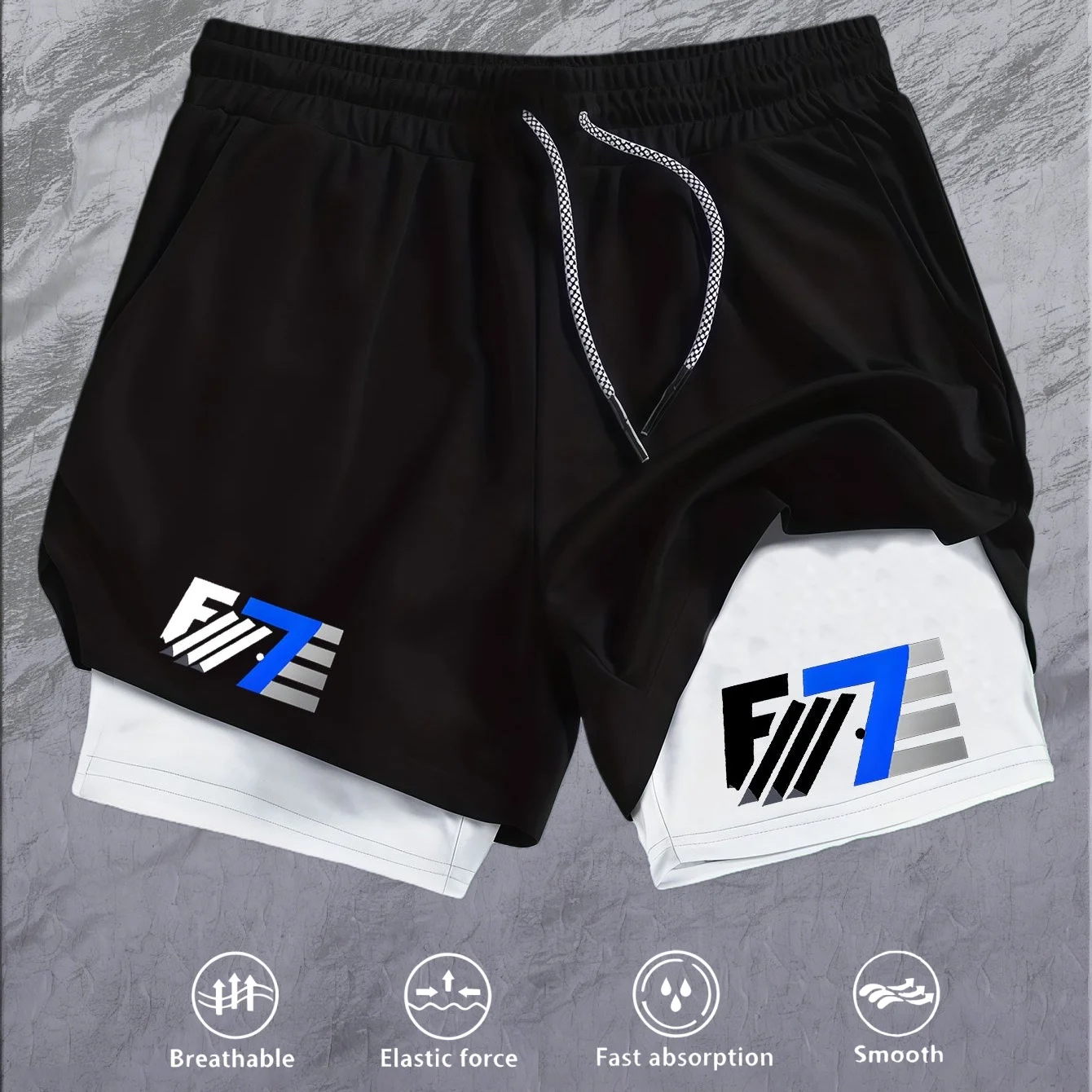 

Men's Two-in-one Sports Shorts Breathable Casual Quick-drying Double-layer Shorts Summer Running Sportswear Bottoms M-3XL