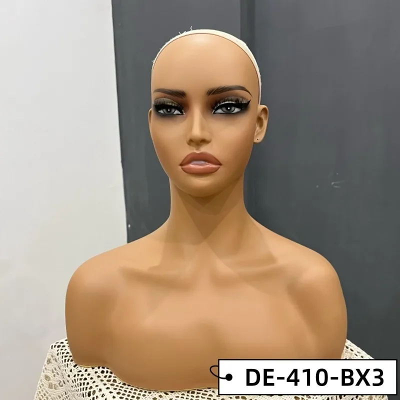 European and American Simulation PVC Female Mannequin Head with Shoulder Dummy Head for Wigs and Necklace Display Makeup Model