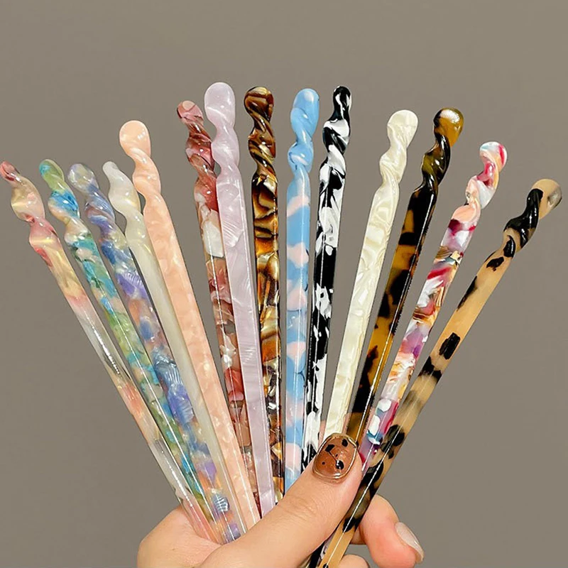 

Chinese style retro acetate resin twisted texture hairpins, women's hairpins, hair clips, headwear, wedding jewelry accessories