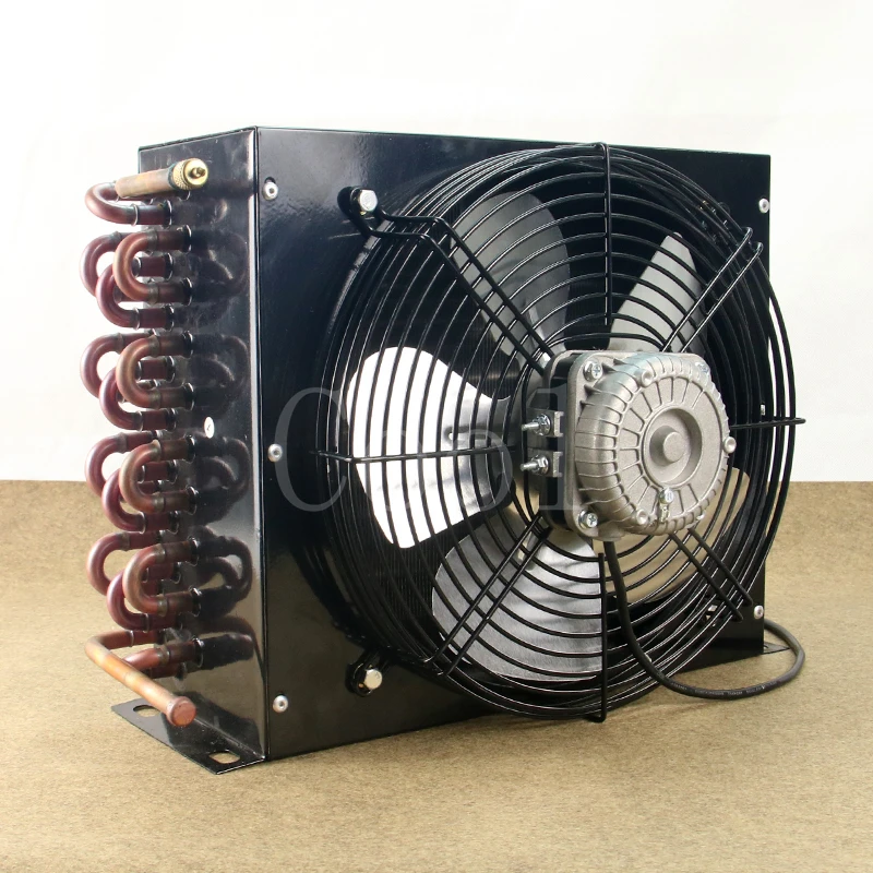 1/2P condenser air-cooled cooling copper tube aluminum fin radiator refrigeration unit heat exchanger 35-60W fan