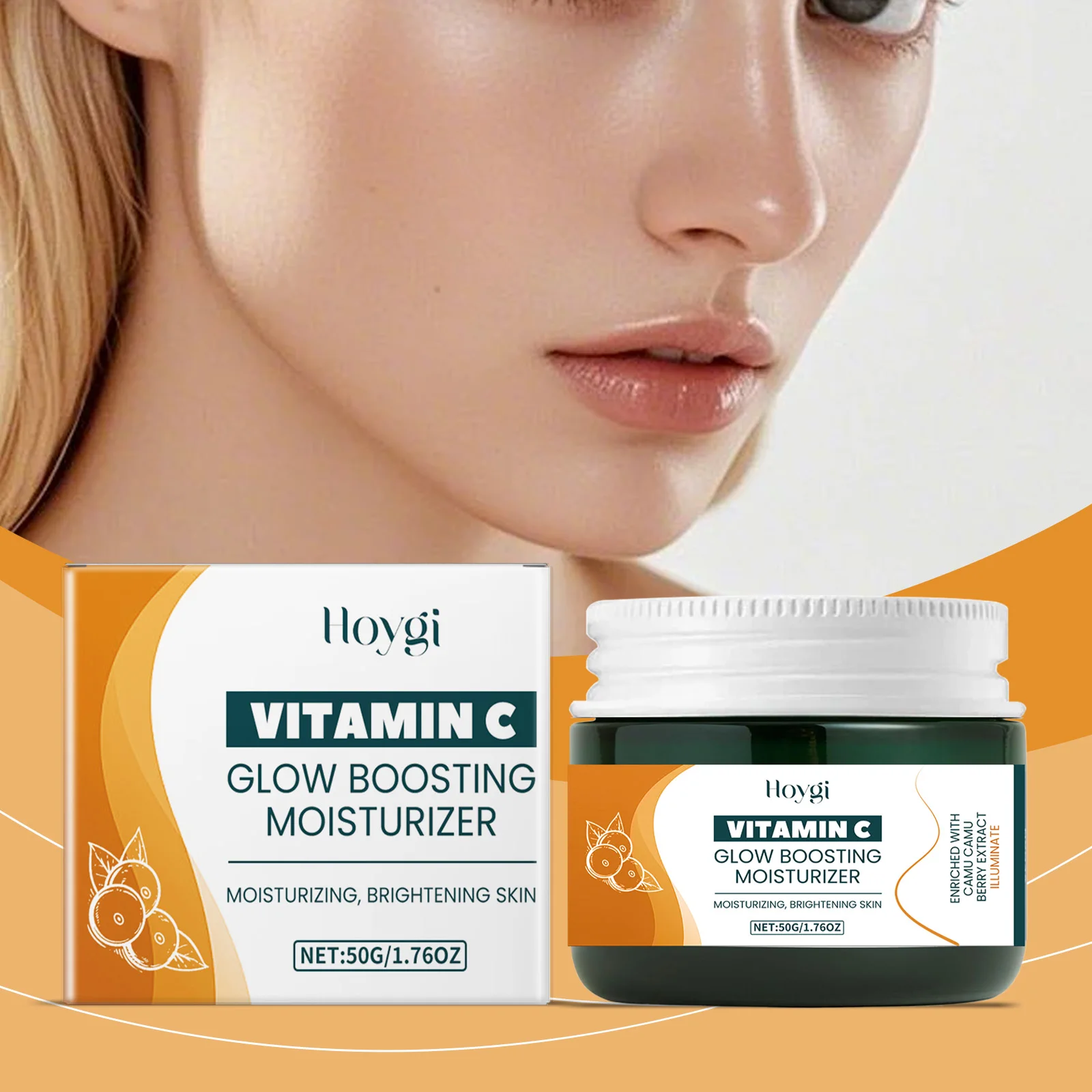 Crema idratante Glow Boosting alla vitamina C - Crema viso schiarente con Camu Camu Berry |   Crema idratante quotidiana idratante e illuminante