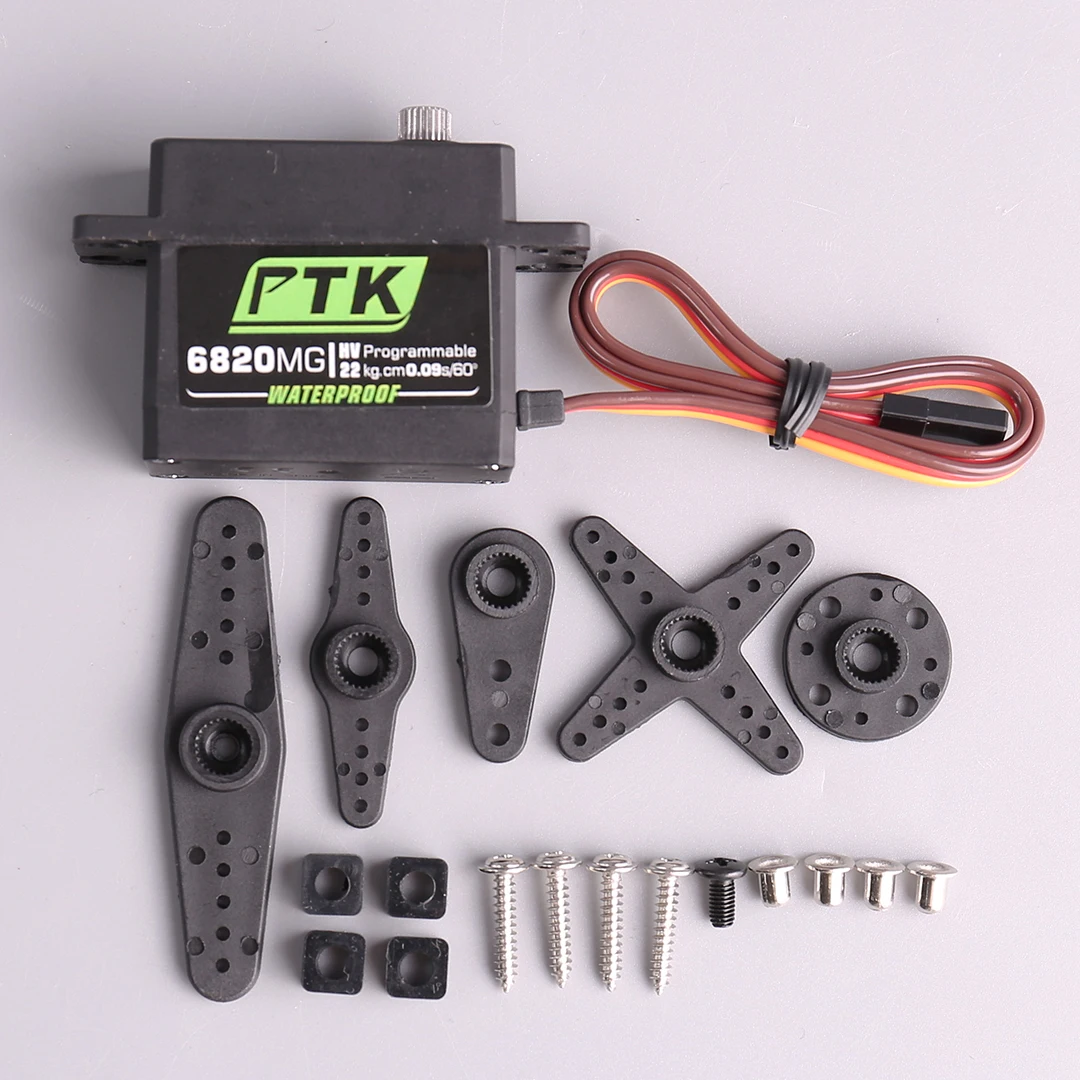 Servomoteur numérique PTK 6820MG en métal, 20kg HV, couple élevé, engrenage en acier inoxydable, robot à aile fixe, bricolage, voiture RC 180 °