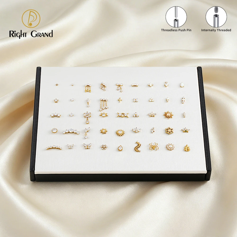 Right Grand High Quality Black Fiberboard Leather Display Stand for 14G 16G Threaded and Threadless Piercing Body Jewelry
