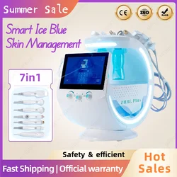 Multifunctional 7 in 1 Skin Care Mirror Aqua Facial Smart Ice Blue Skin Management System Dermabrasion With Skin Analyzer