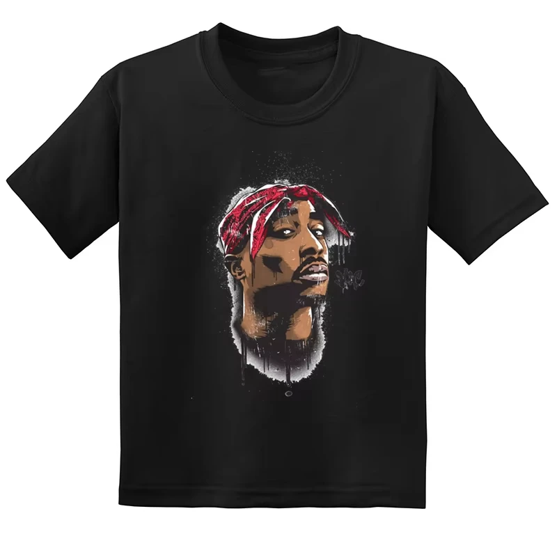 

New custom printed cotton black rapper T-shirt, hip-hop street style, oversized graphic men's T-shirt