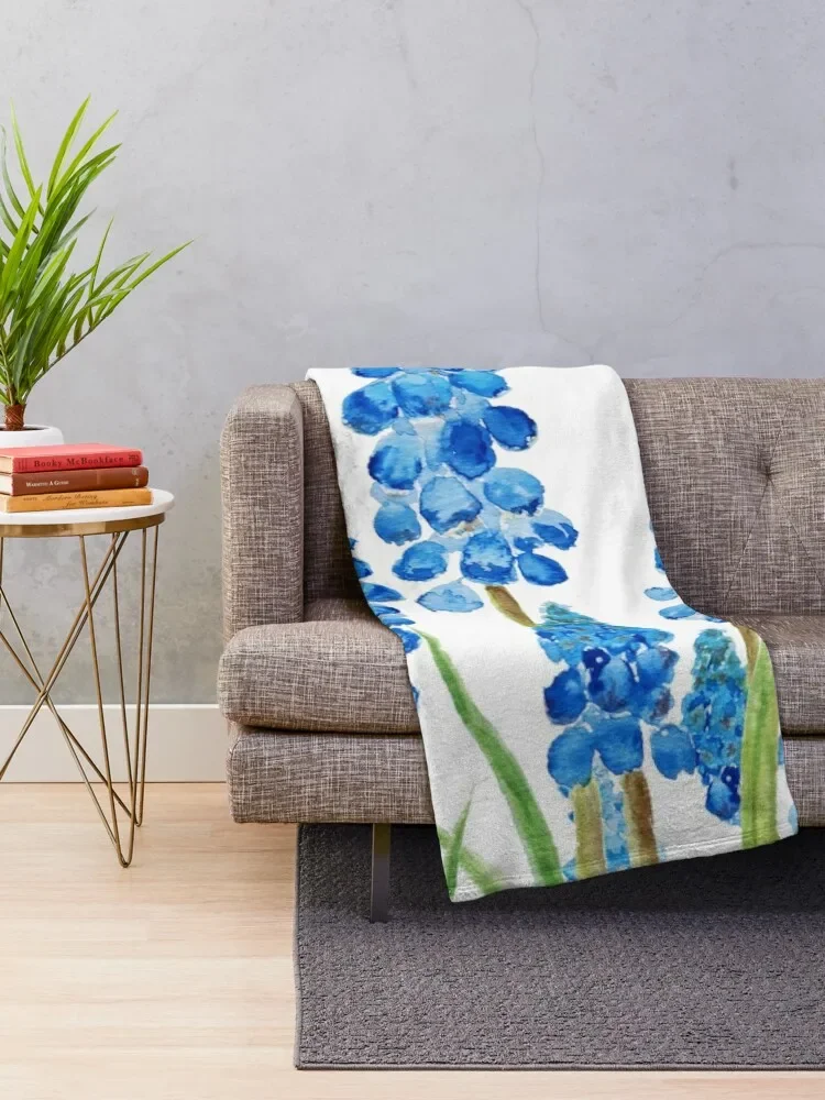 blue grape hyacinth forest Throw Blanket sofa bed Moving Comforter for sofa Blankets