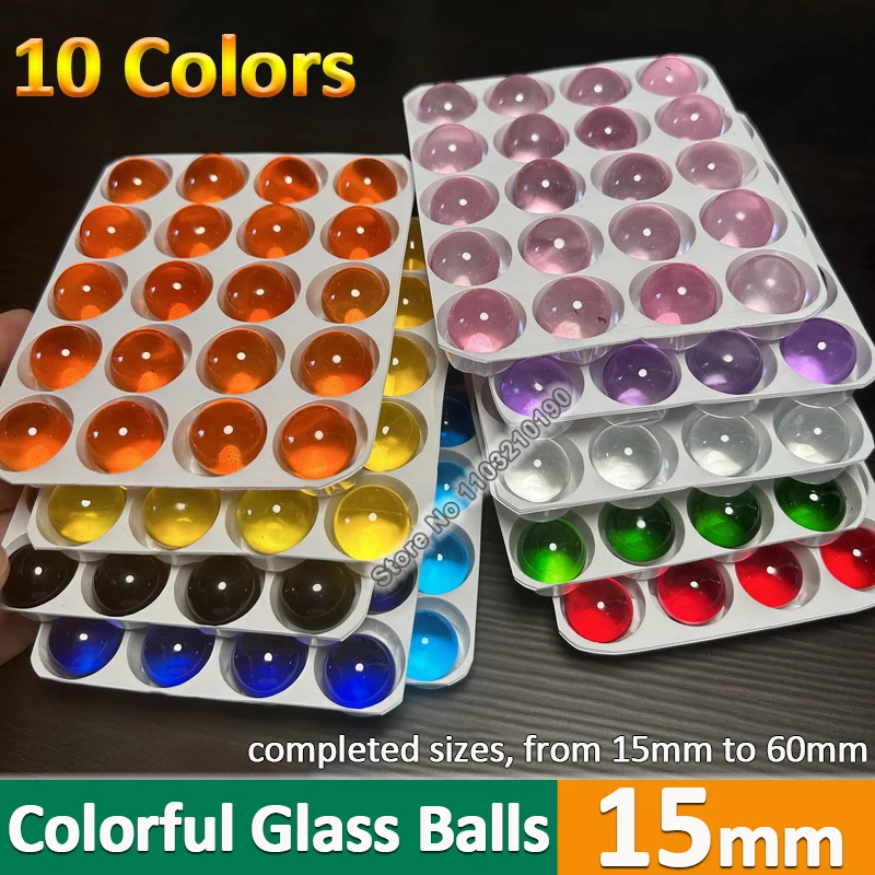 10/20pcs Solid Color Glass Balls 15mm Transparent Marbles Sphere DIY Game Art Pieces Photography Decoration Decorative Ball