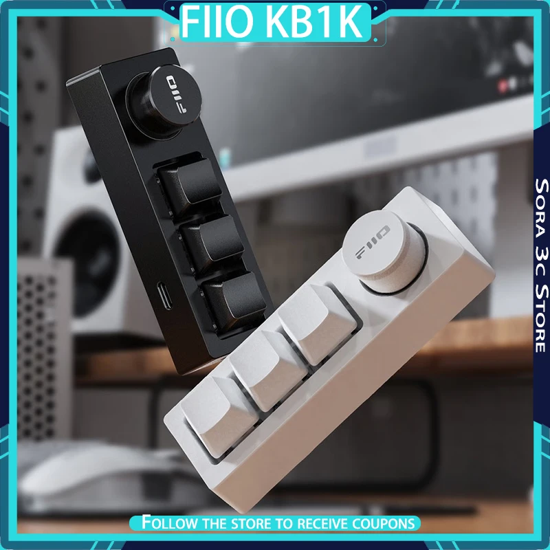 

Мини-клавиатура FIIO KB1K, RGB световые эффекты, ручка из алюминиевого сплава, настольная цифровая вещание, универсальная мультимедийная клавиатура для ПК