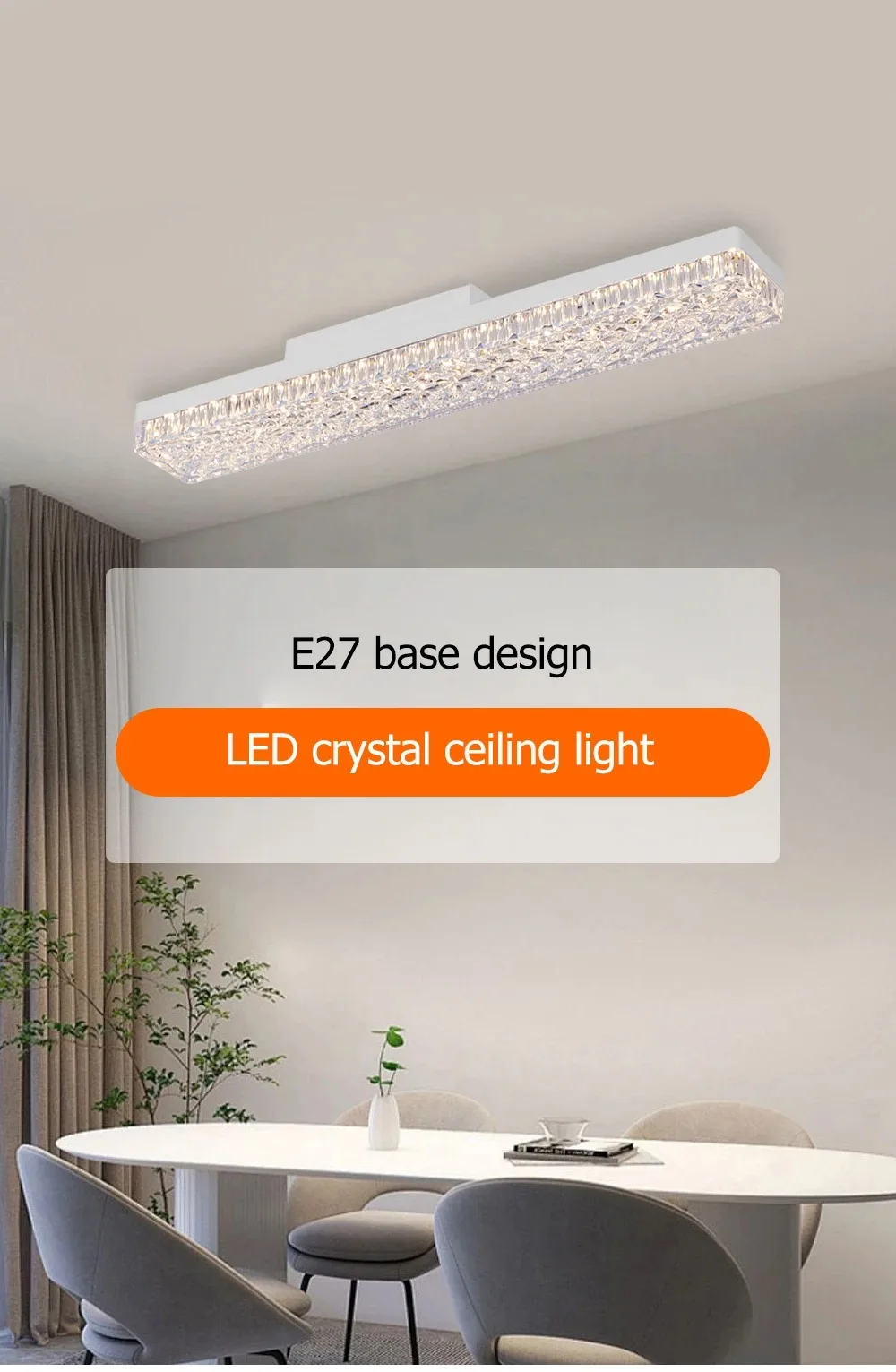 E27 LED Lamp Strip Tube Lighting Ac85-265V 18W/24W 6000K Bulb Adjustable Direction 360° Indoor Cold White Long Crystal Bulb