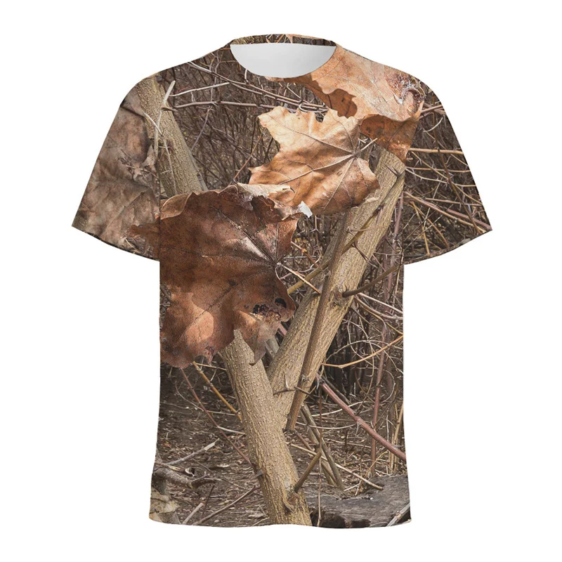 Hunting Camo 3D Printed T Shirt For Men Outdoor Camouflage Leaf Graphic T-shirt Street Tops Short Sleeve Cool Summer Tee Shirts