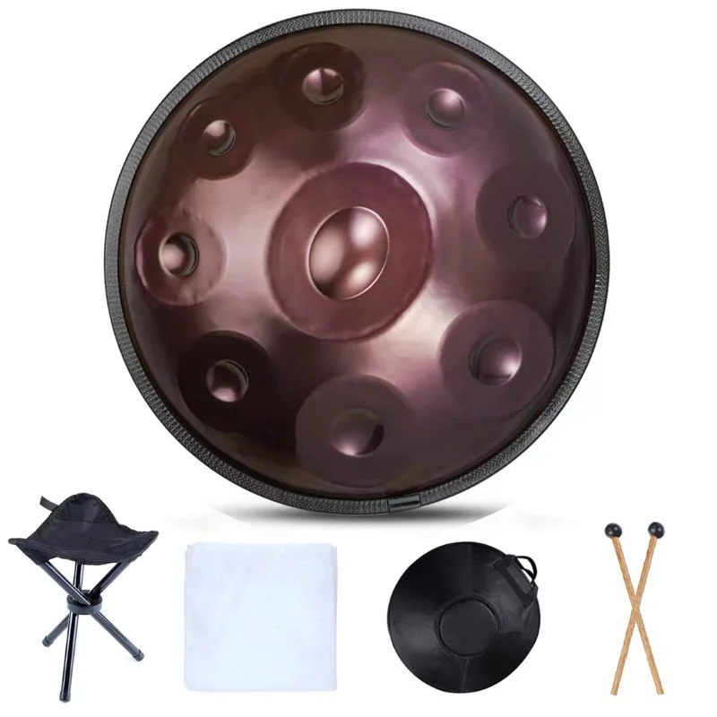 Handpan 18 Inch 9 Notes G Minor 440 HZ Handpan Glucophone Steel Tongue Drum Music Drum Beginner Percussion Instrument