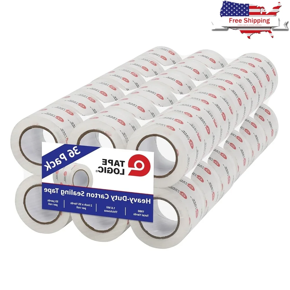 

Strong Packing Tape 36 Pack Clear Acrylic Tape 2in x 55yd Shipping Mailing Moving Supplies Durable Storage Boxing Crafts