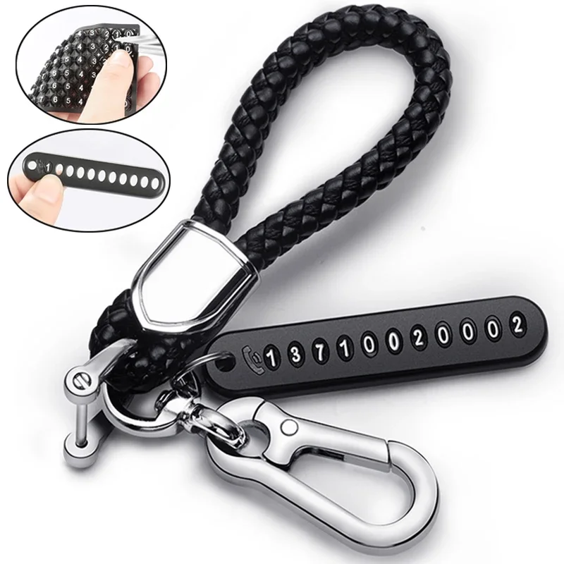 Anti-Lost Key Rings DIY Senile Dementia Mom Dad\'s Phone Number Card Pendant Keychain Waxed Leather Rope Lobster Clasp Key Chain