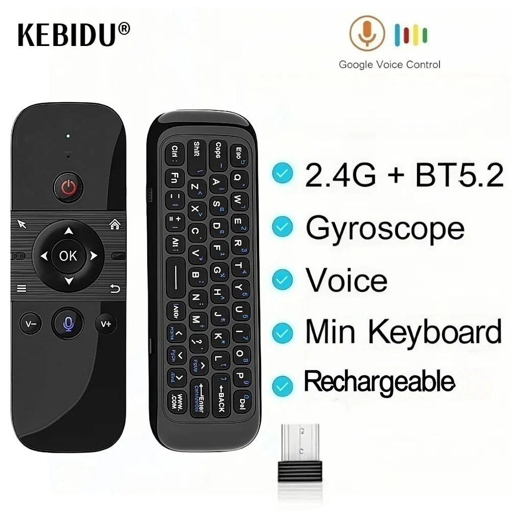2,4G BT 5,2 Беспроводной гироскоп Air Mouse Голосовой пульт дистанционного управления Мини-клавиатура ИК-обучающий передатчик для Android Smart TV Box PC