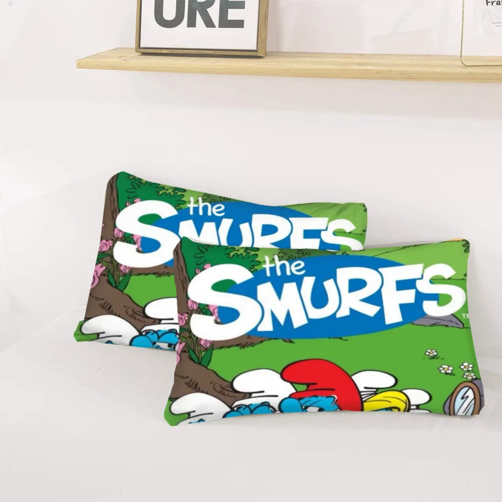 The-Smurfs The-Smurfs Bed Sheets Set Comforter Quilt Cover Duvets Single Bedding