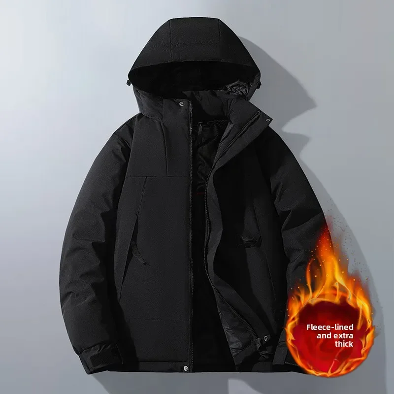 

Уличное пуховое пальто с хлопковой подкладкой, графеновое зимнее пальто, мужская куртка с хлопковой подкладкой, модная съемная шапка, модный пуховик