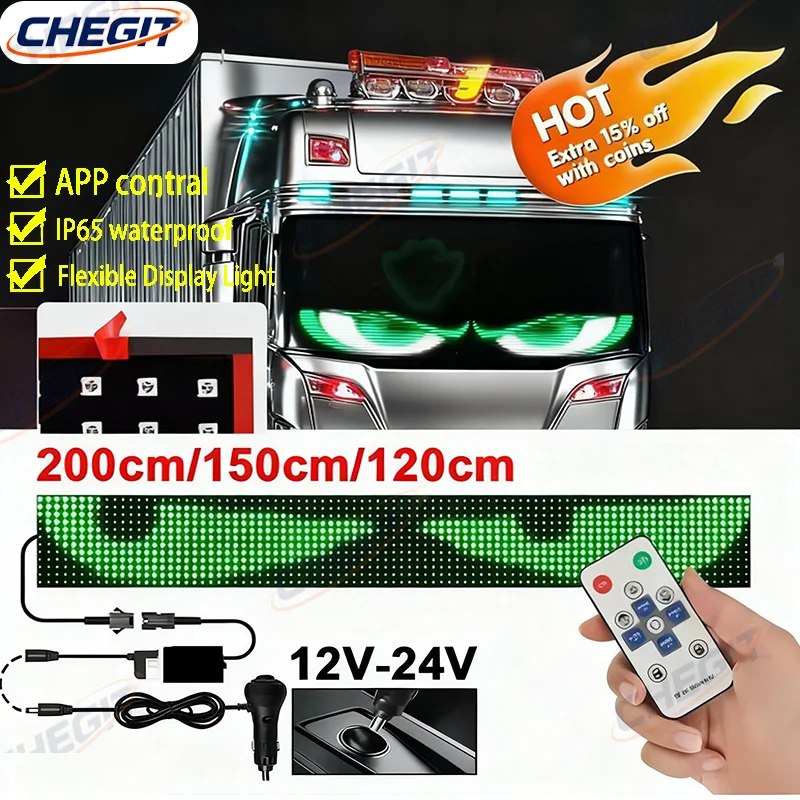 

DIY Custom Text Pattern LED Eyes for Truck Programmable Display Devil Eye Car Scrolling Advertising LED Sign with App Control