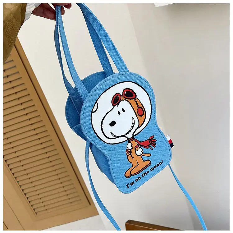 การ์ตูน Snoopy กระเป๋าเป้สะพายหลังผ้าใบกระเป๋าสตางค์ศูนย์กระเป๋าสะพายข้างเก็บส่วนบุคคล