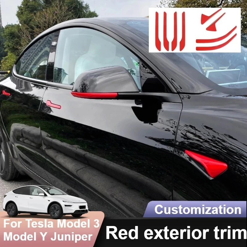 Für Tesla Model 3 Y Juniper ABS Kratzfester Türgriff-Schutz Rückspiegel-Schutzaufkleber Blattförmiger Kameraschutz ﻿
