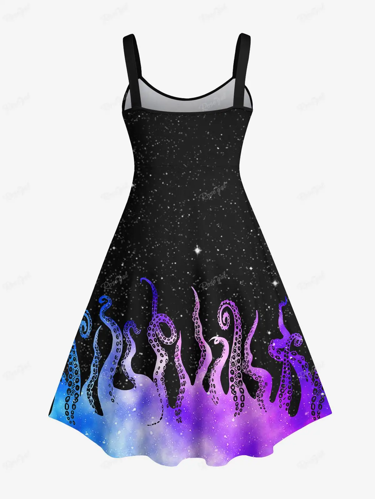 Vestido de verão sem encosto feminino, Gótico, Colorido, Ombre, Polvo, Glitter, Estampado de Galáxia, Vestido Regular, 2022