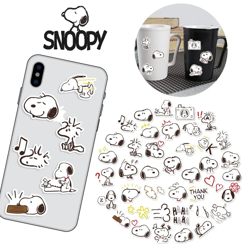 40pcs/set Snoopy Stickers Cartoon Cute Kids Notebook Water Cup Luggage Computer Mobile Phone DIY Decoration Waterproof Sticker