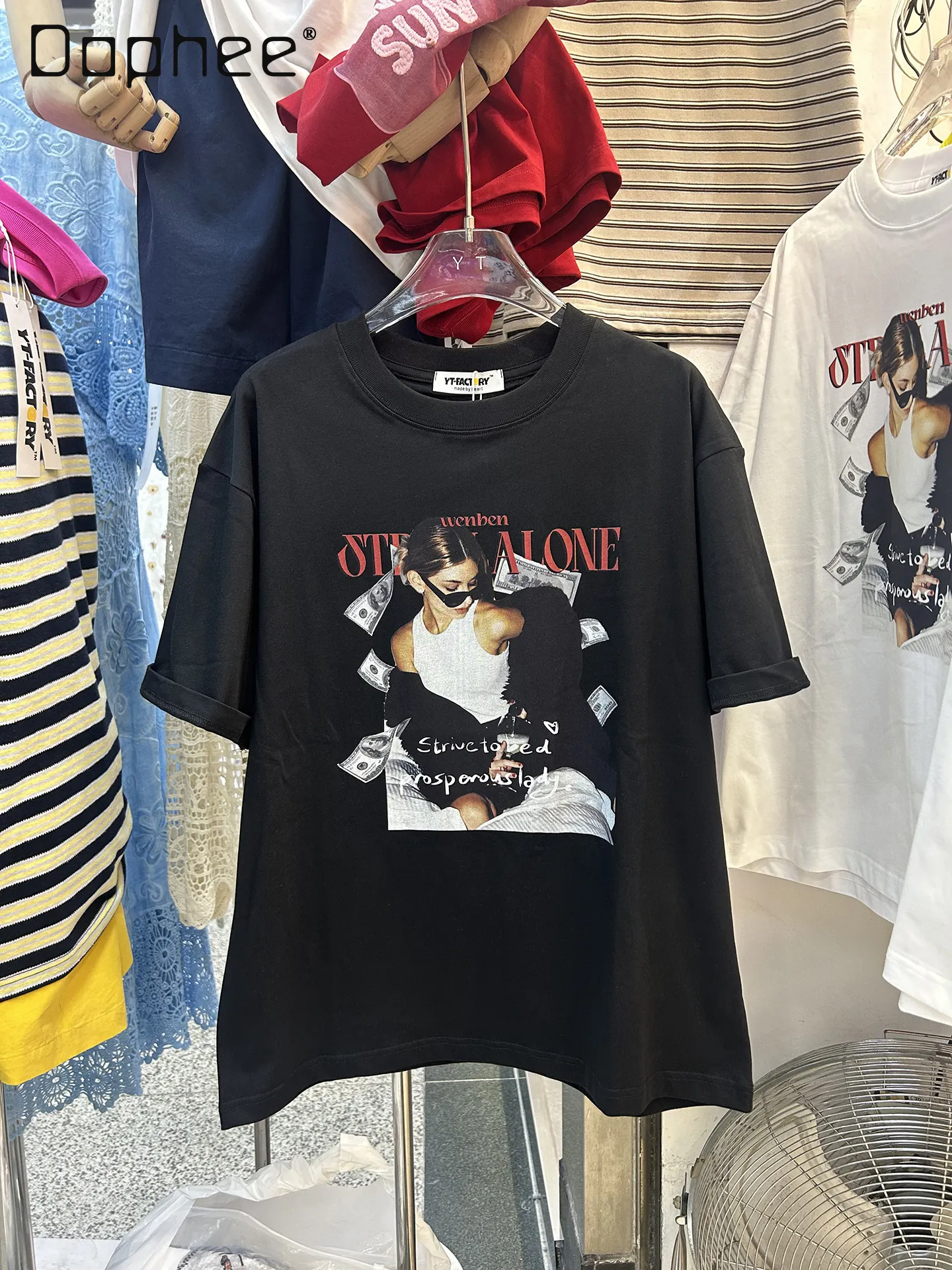 

American Spice Girl T-shirt Short-sleeved Women's Summer Oversize Medium and Long Loose Large Version Versatile Top