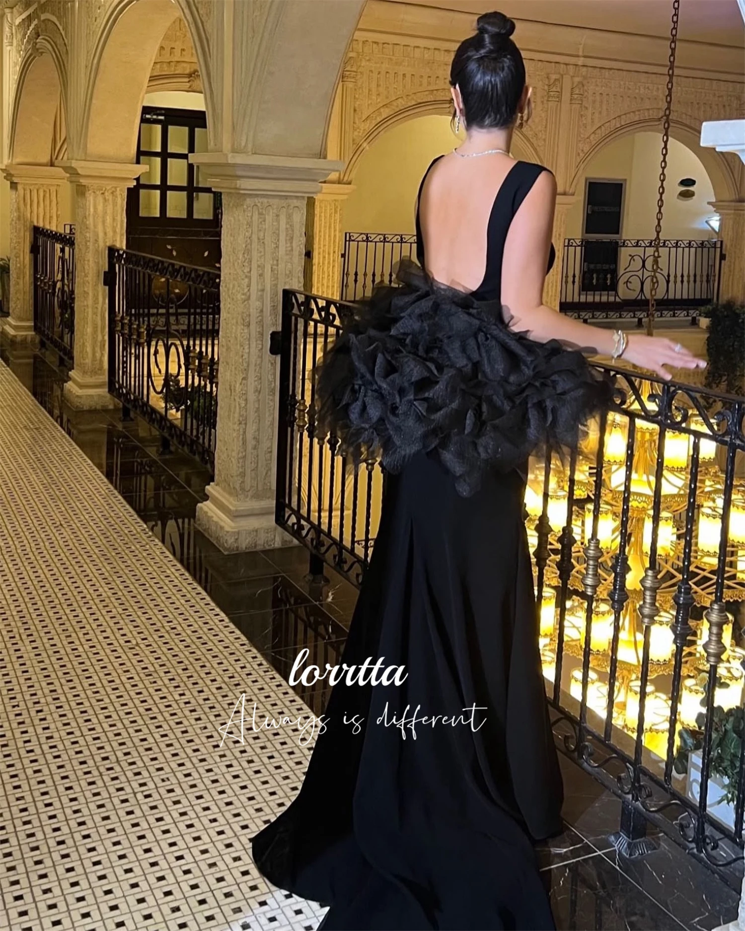 Loretta Grace Fishtail Cut Backless Feestjurk Zwarte Avond Formele Jurken Vrouw Robe Soiree De Luxe 2024 فسات voiture