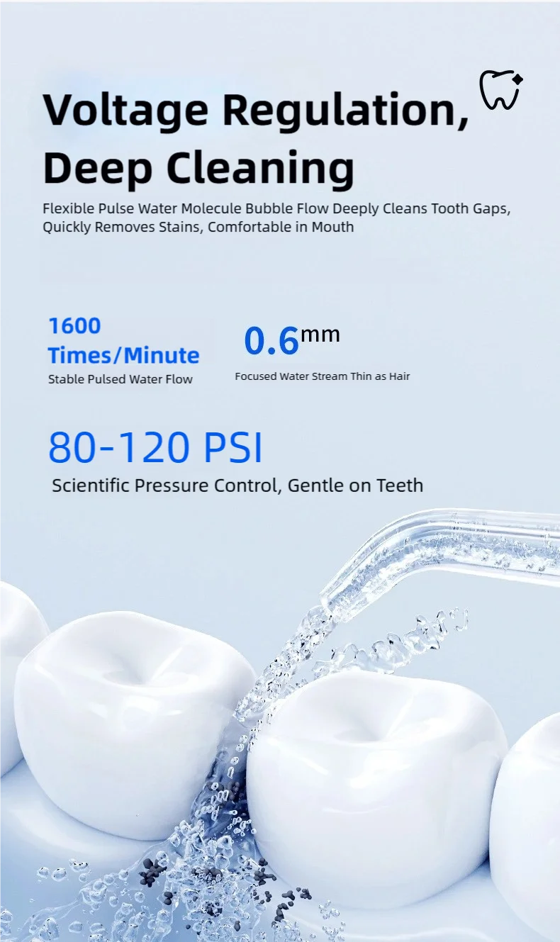TINSOL Elektrischer Wasserflosser für Zähne, Drei Reinigungsmodi, Typ-C-Ladung, IP7 Wasserdicht, Wasserflosser für Zahnpflege – Detail 4