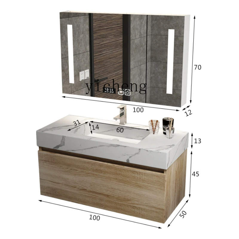 ZM Stone Plate Bathroom Cabinet Combination Hand Washing and Face Washing Washstand Whole Washbin Bathroom Set