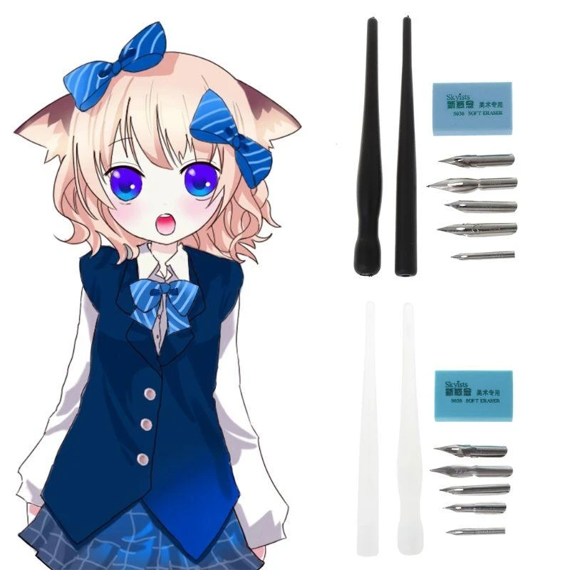 

Manga Dip Pen Holder Set Comic Drawing Painting Tools + 5 Nibs,Comic Drawing & Art Tools for Beginners