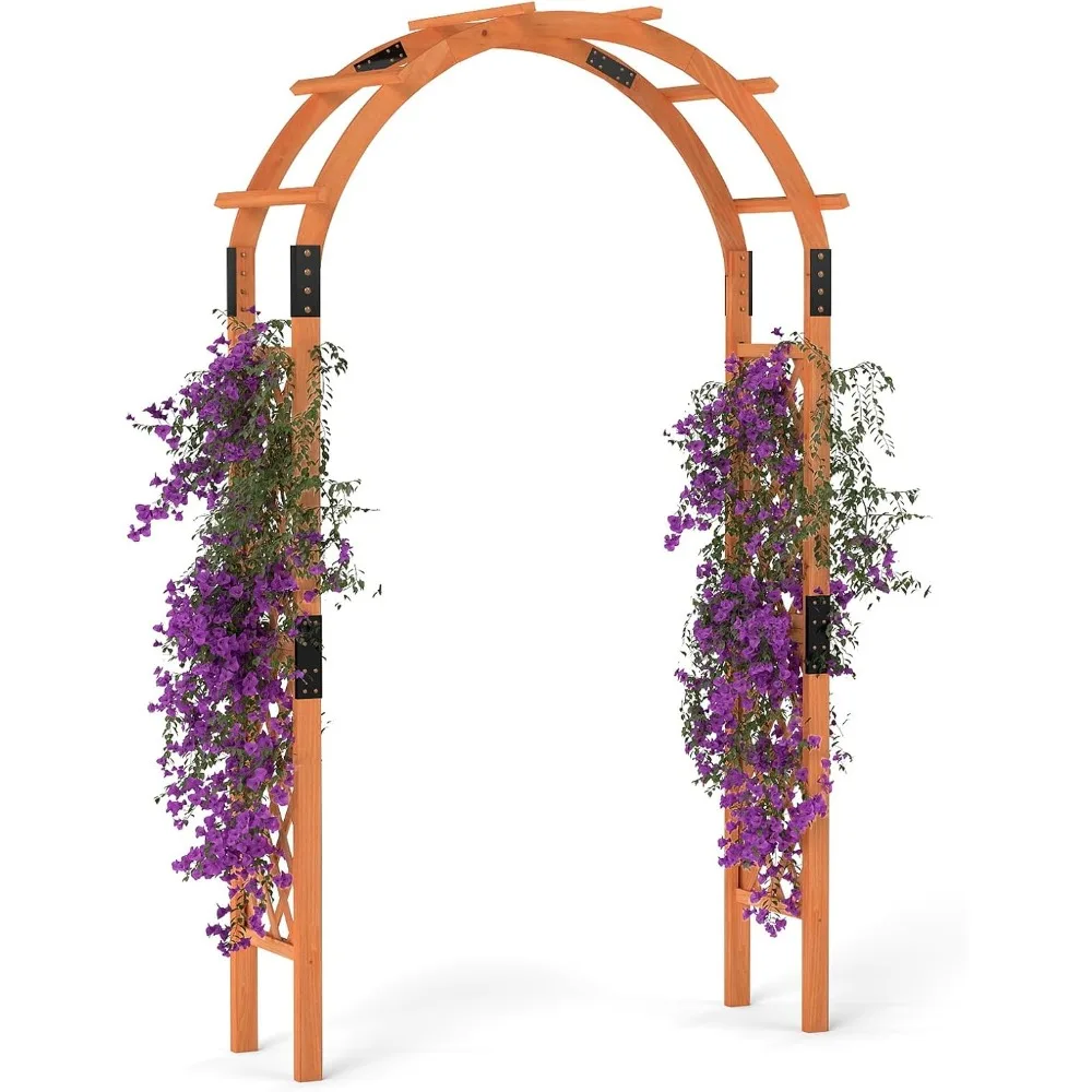 

7.7 FT Wooden Garden Arbor, Outdoor Wood Garden Trellis for Climbing Plants, Wedding Arch Pergola for Ceremonies Part