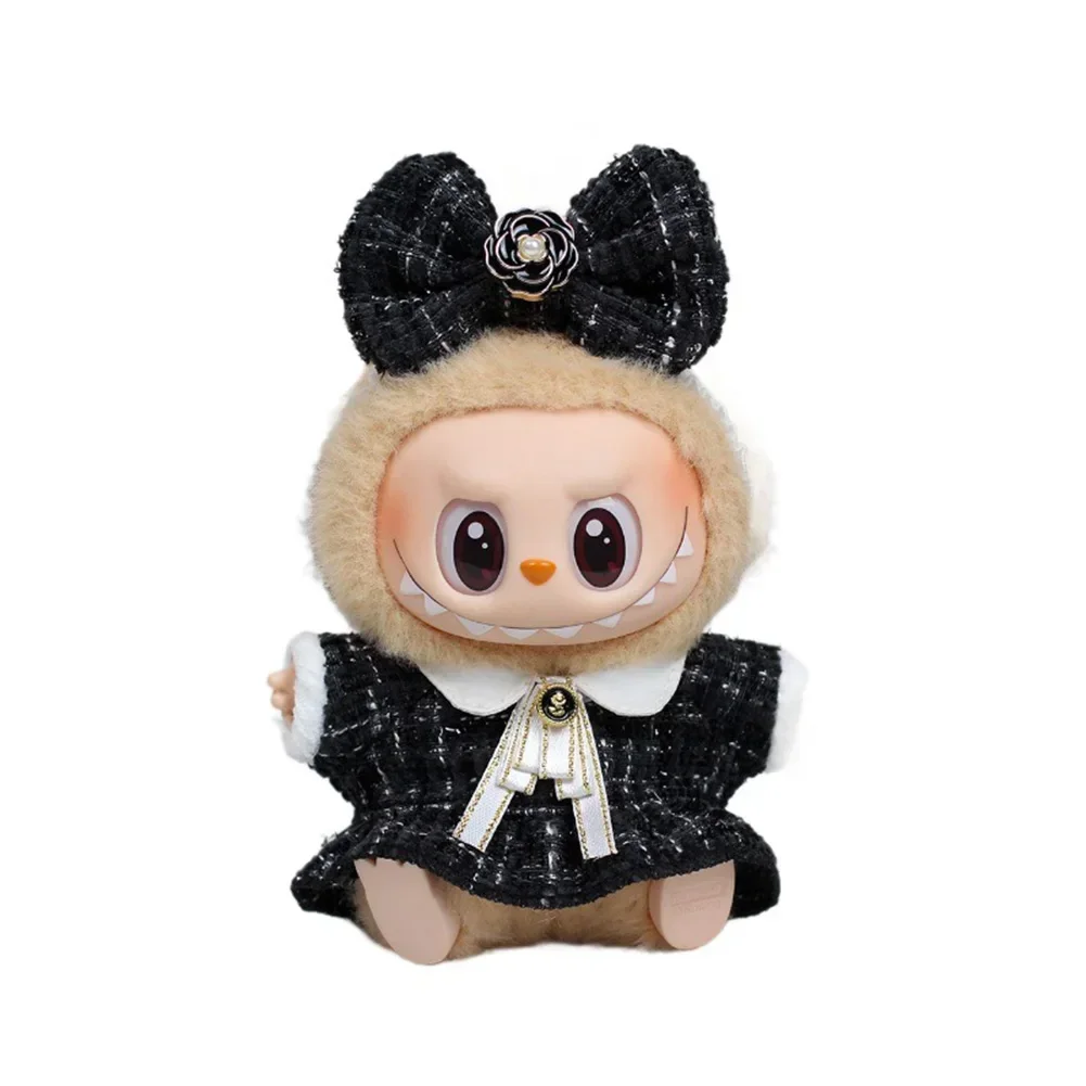 한국 Kpop EXO 17cm Labubu V2 V1 봉제 인형 의류 골든 핑크 인형 액세서리 Labubu 의류 복장 액세서리