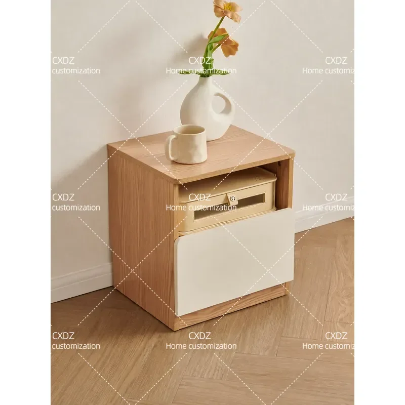 Log Style Cream Bedside Table Bedroom Small Storage Cabinet with Drawer Modern Home Furniture Nightstand 2026 New