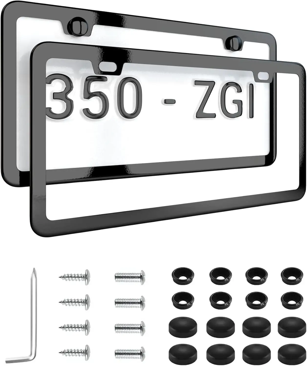 

Stainless Steel License Plate Frame, 2-Hole Sleek Design, Matte Black, 2-Pack with Gift Box, Easy Install for US Plates