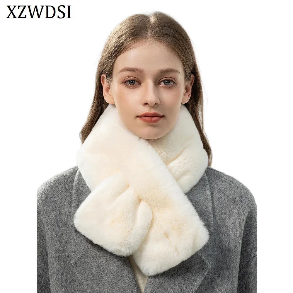 

Customized Elegant Women Luxury Winter Design Double Sides Rex Rabbit Fur Scarf