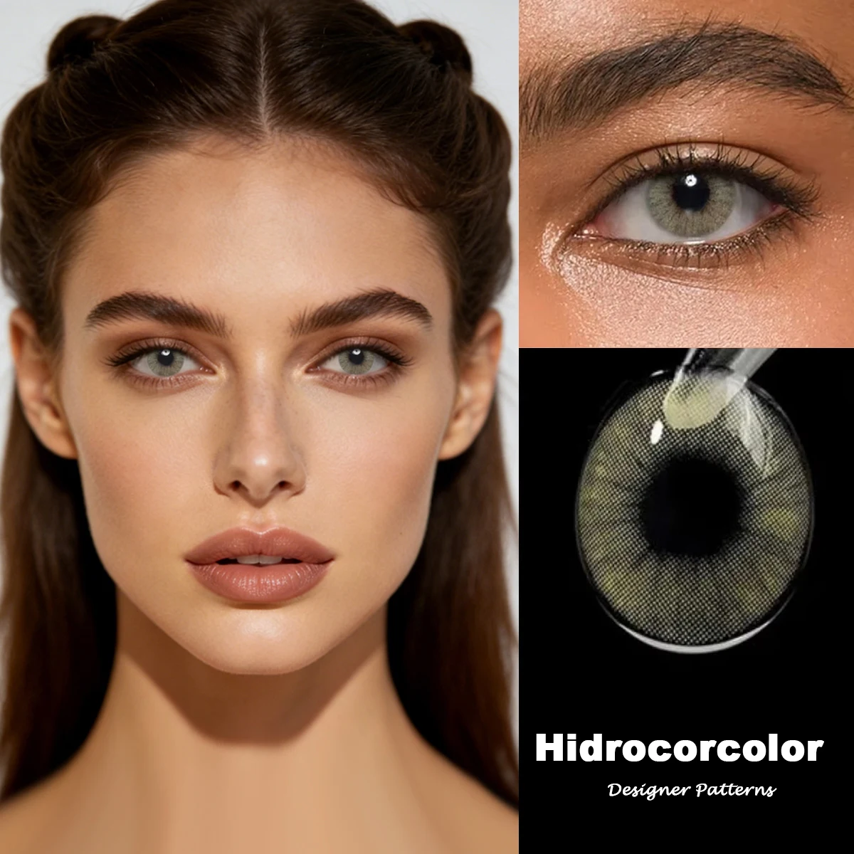 Lentes de Contacto de Color Lalens para Uso Semestral, Hidrocor 14.2mm, Marrón Natural, Azul, Lentes de Contacto Cosméticas Suaves para Belleza Ocular, Uso Diario