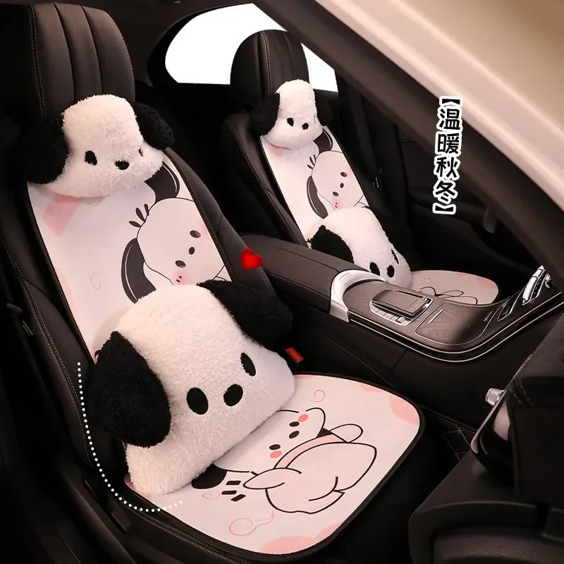 Plush Cartoon Dog Car Seat Cover Full Set Anti Slip Soft Auto Seat Cushion Cover Pad Decoration Interior Accessories Universal