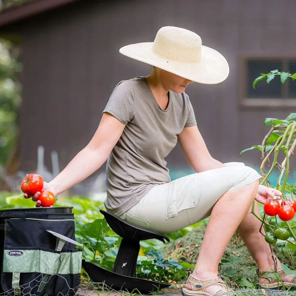 Kursi Taman Premium dengan Bantal, Penutup & Kantong - Kursi Kerja yang Dapat Disesuaikan untuk Menyiangi, Menanam & Lainnya
