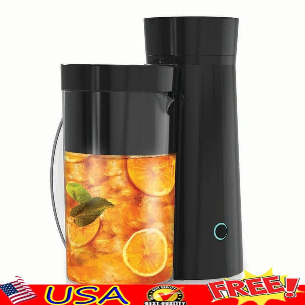 

2 Quart Iced Tea Maker Iced Coffee Brewer 8 Cup Countertop Beverage Machine Easy Operation Removable Steeping Basket Auto Shut
