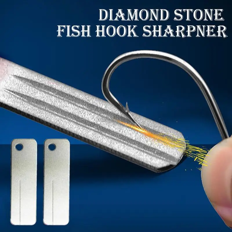 Fishing Hook Sharpener Portable Diamond Stone Fish Hook Sharpen Tools Knife Whetstone Keychain for Outdoor Fishing Accessories