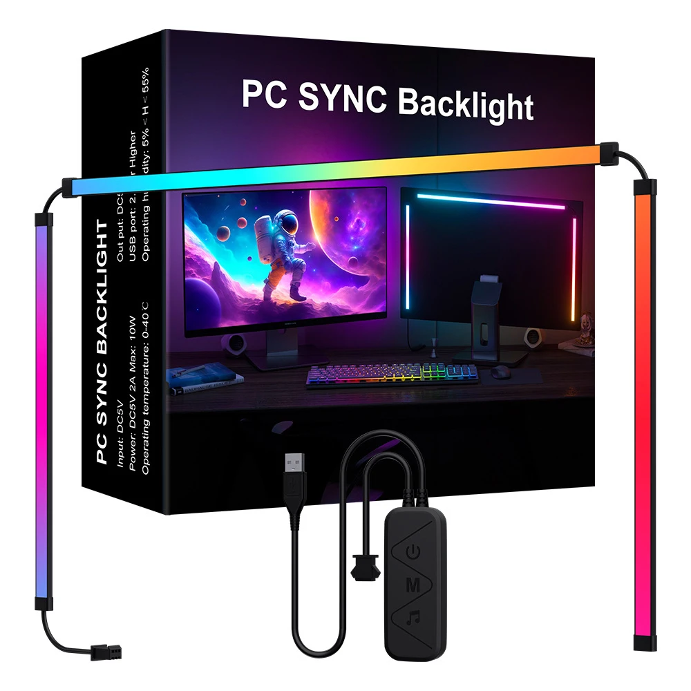 D5 Gaming RGB Sync Light Strip Computer Monitor Backlight DIY LED Strip Light PC Display Music Sync APP Control Game Room Decor